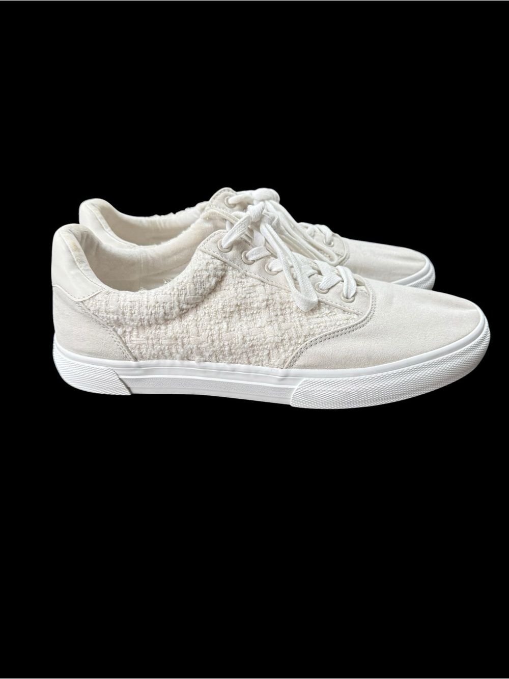H&M Women’s Textured Casual Canvas Trainers Off-White Size 41 Size 10 Sneakers